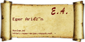 Eger Arián névjegykártya